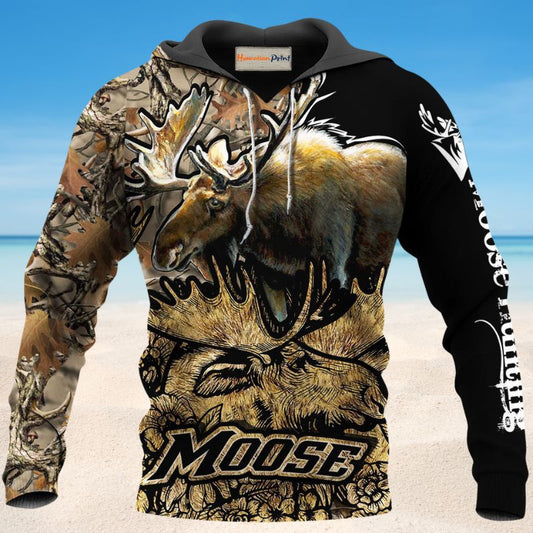 Moose Hunting Legend Hoodie For Forest Outings Travel Days And Relaxed Casual Comfort