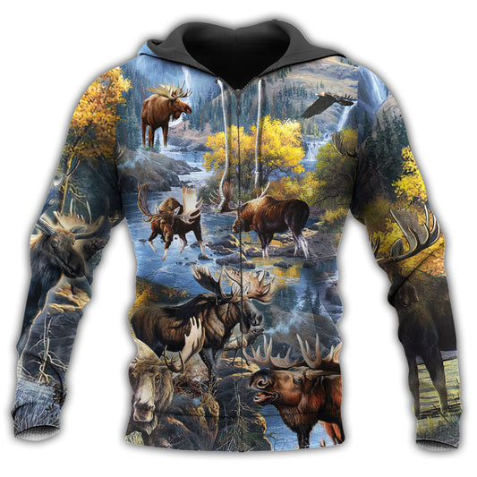 Happy Moose Makes Forever Hoodie For Animal Enthusiasts Outdoor Activities And Daily Wear