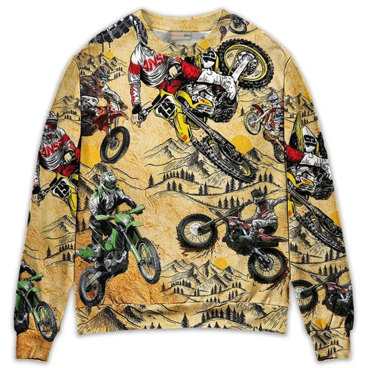 Motocross Biker Vintage Sweater For Automotive Fans Travel Events And Relaxed Casual Wear