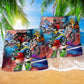 Motorcycle Motorcycle Racing Dark Hawaiian Print Beach Shorts For Racing Fans And Beach Days
