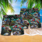 Motorcycle Freedom Is A Full Tank Hawaiian Print Beach Shorts For Warm Weather Holiday Style