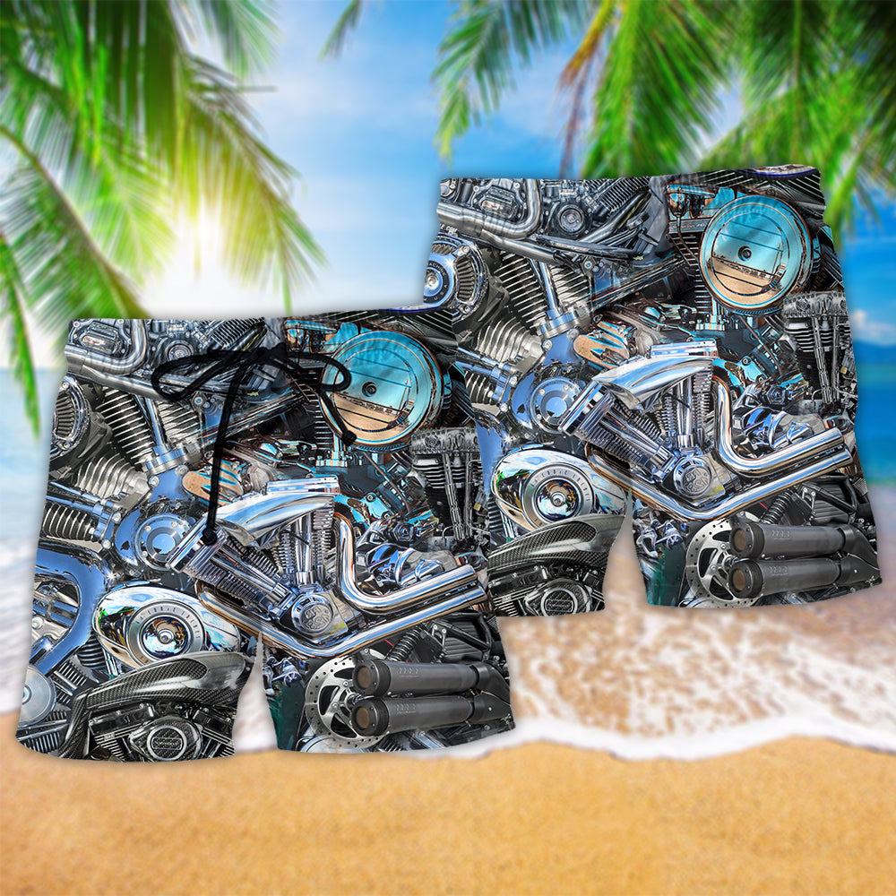 Motorcycle Freedom Beach Shorts Pattern Detail For Summer Adventures And Relaxed Holiday Style