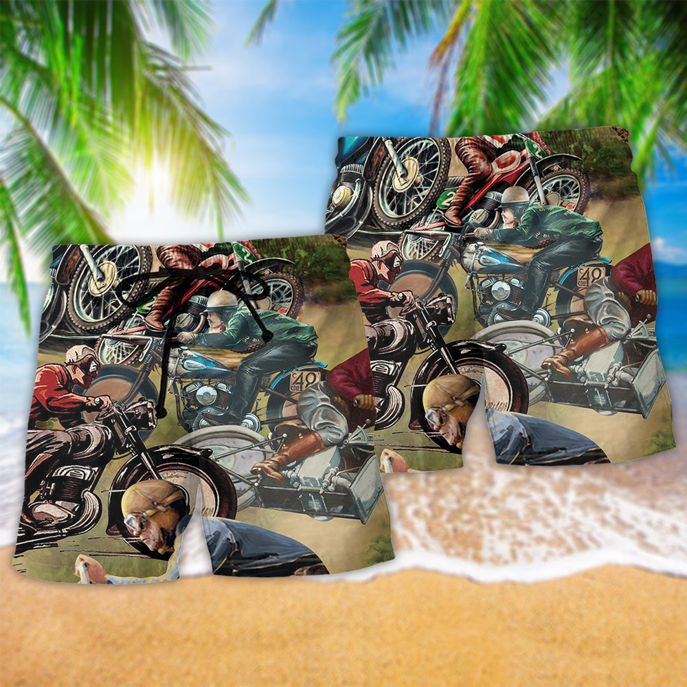 Motorcycle Is My Therapy Lifestyle Beach Shorts Artwork View For Seaside Trips And Casual Style