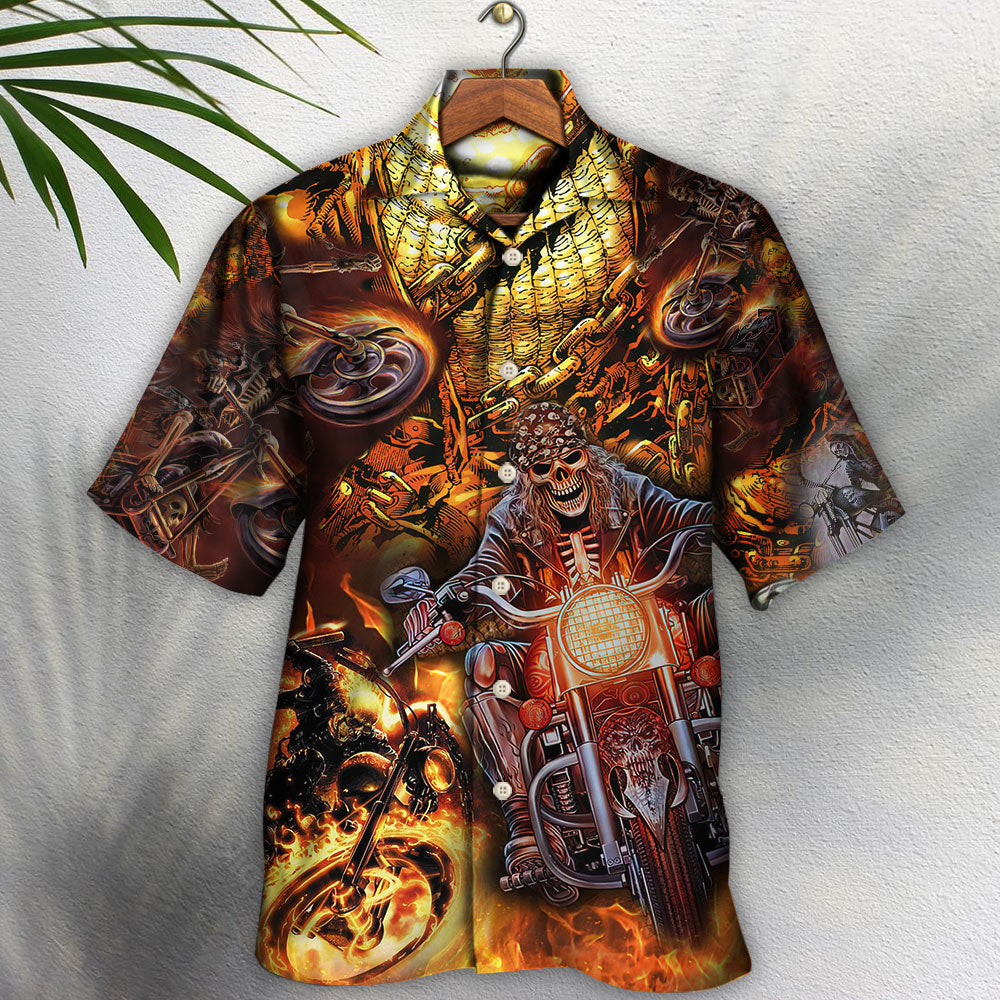 Skull Motorcycle Racing Fire Speed Hawaiian Shirt For Resort Getaways And Comfortable Summer Activities