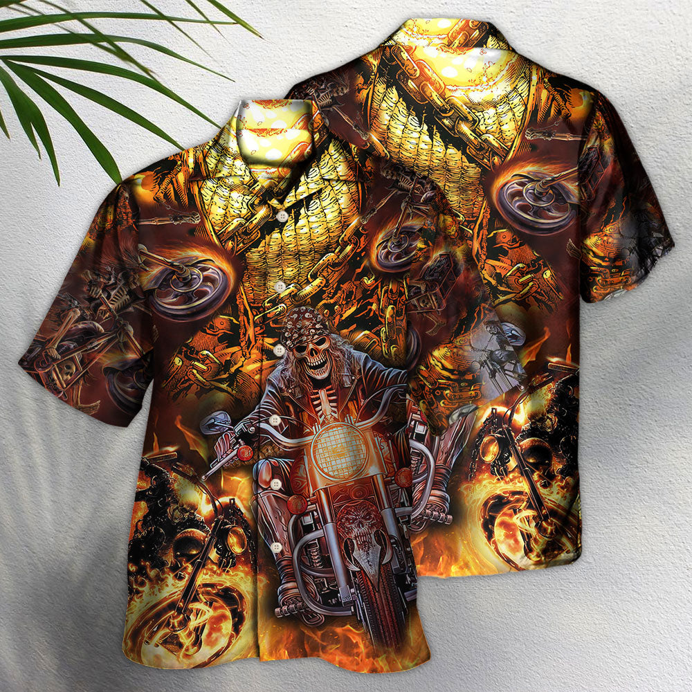 Skull Motorcycle Racing Fire Speed Hawaiian Shirt For Summer Vacation And Beach Travel