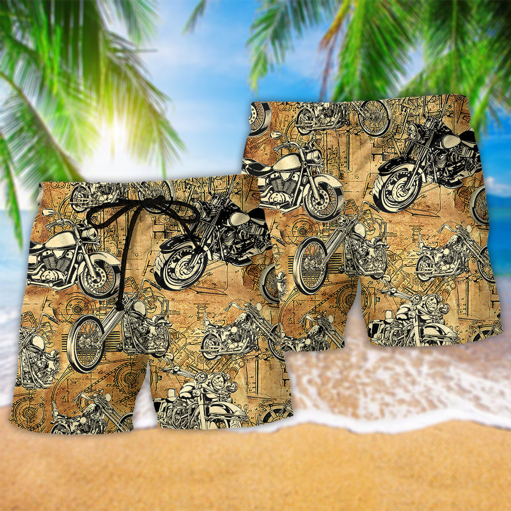 Motorcycle Vintage Rider Beach Shorts Print Detail For Thoughtful Gift Giving
