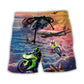 Motorcycle And Airplane Dream Sky Beach Shorts Print Detail For Beach Activities And Vacation Wear