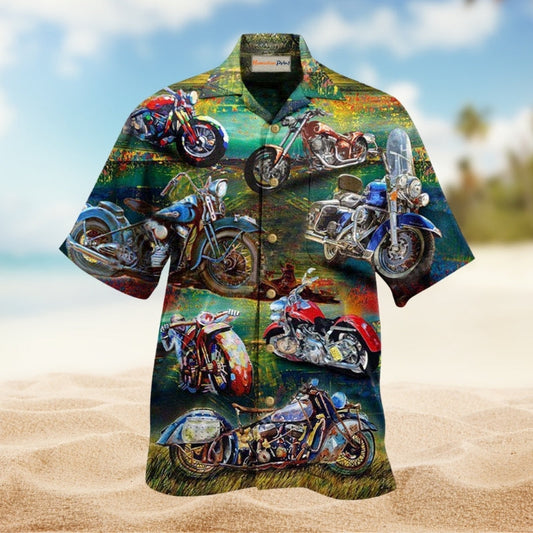 Motorcycles Freedom Is A Full Tank Hawaiian Shirt For Resort Travel Scenic Drives And Casual Summer Wear