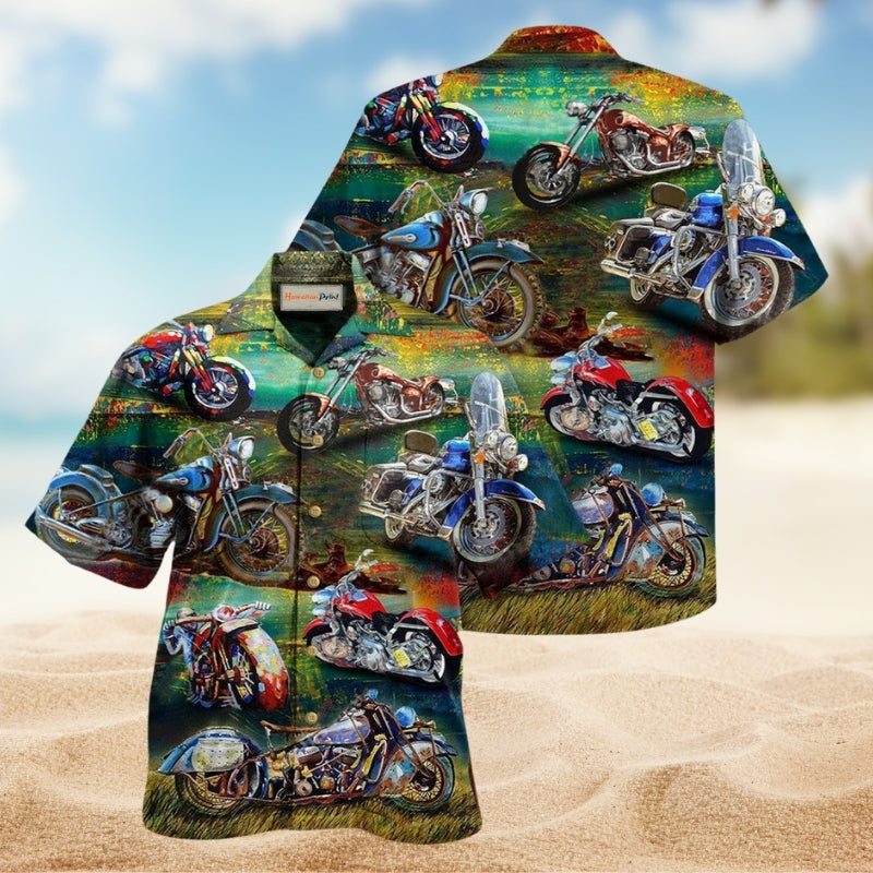 Motorcycles Freedom Is A Full Tank Hawaiian Shirt For Resort Travel Scenic Drives And Casual Summer Wear