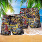 Motorcycle Field Ride Beach Shorts Pattern View For Weekend Trips And Outdoor Activities