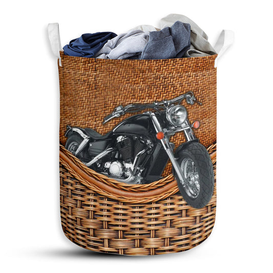 Motorcycles Rattan Texture Cool Laundry Basket For Bathroom Bedroom Storage