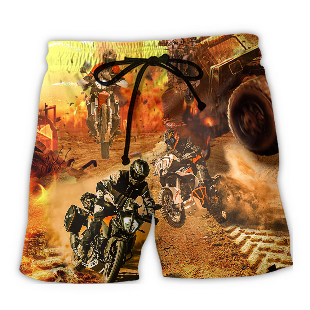Cool Motorcycle Road Beach Shorts For Beach Trips And Relaxed Vacation Styling