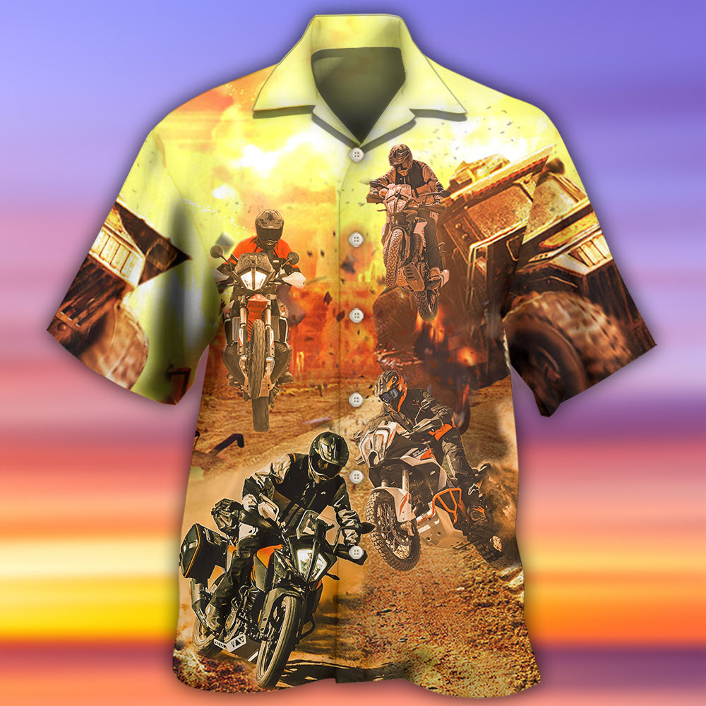 Motorcycle Road Hawaiian Shirt Artwork Detail For Resort Trips And Outdoor Activities