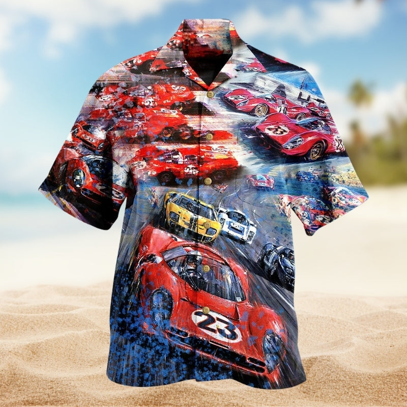 Racing Creative Pattern Hawaiian Shirt For Beach Days, Summer Outings, And Thoughtful Gift Giving