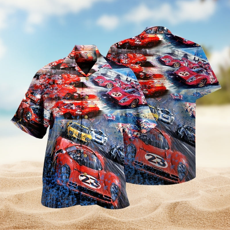 Racing Creative Pattern Hawaiian Shirt For Beach Days, Summer Outings, And Thoughtful Gift Giving