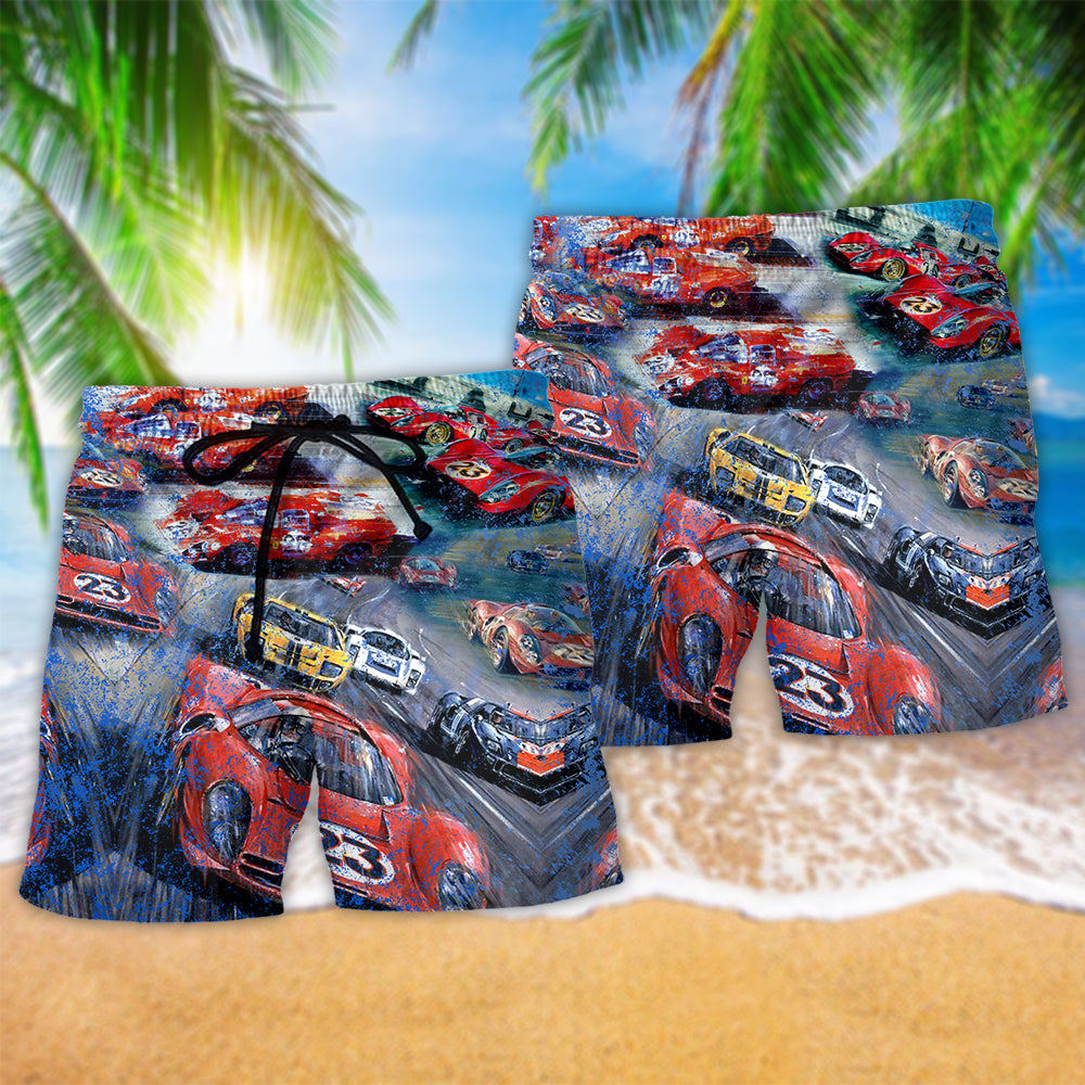 Motorsport Racing Beach Shorts Pattern Detail For Casual Outings And Memorable Gift Ideas