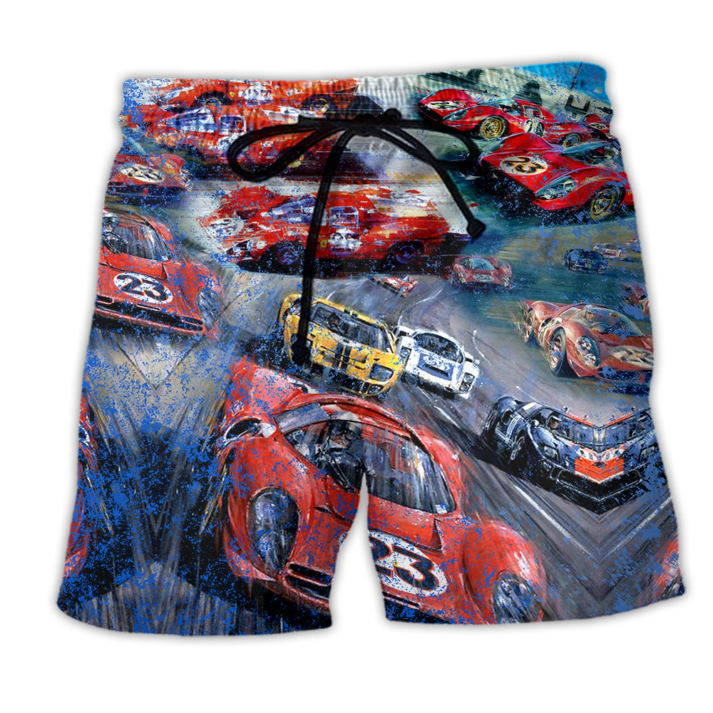 Motorsport Racing Track Day Beach Shorts Pattern View For Outdoor Adventures And Weekend Trips