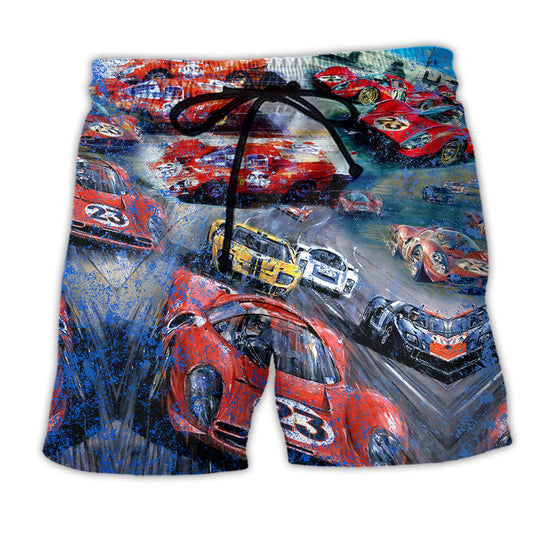 Motorsport Racing Track Day Beach Shorts Pattern View For Outdoor Adventures And Weekend Trips