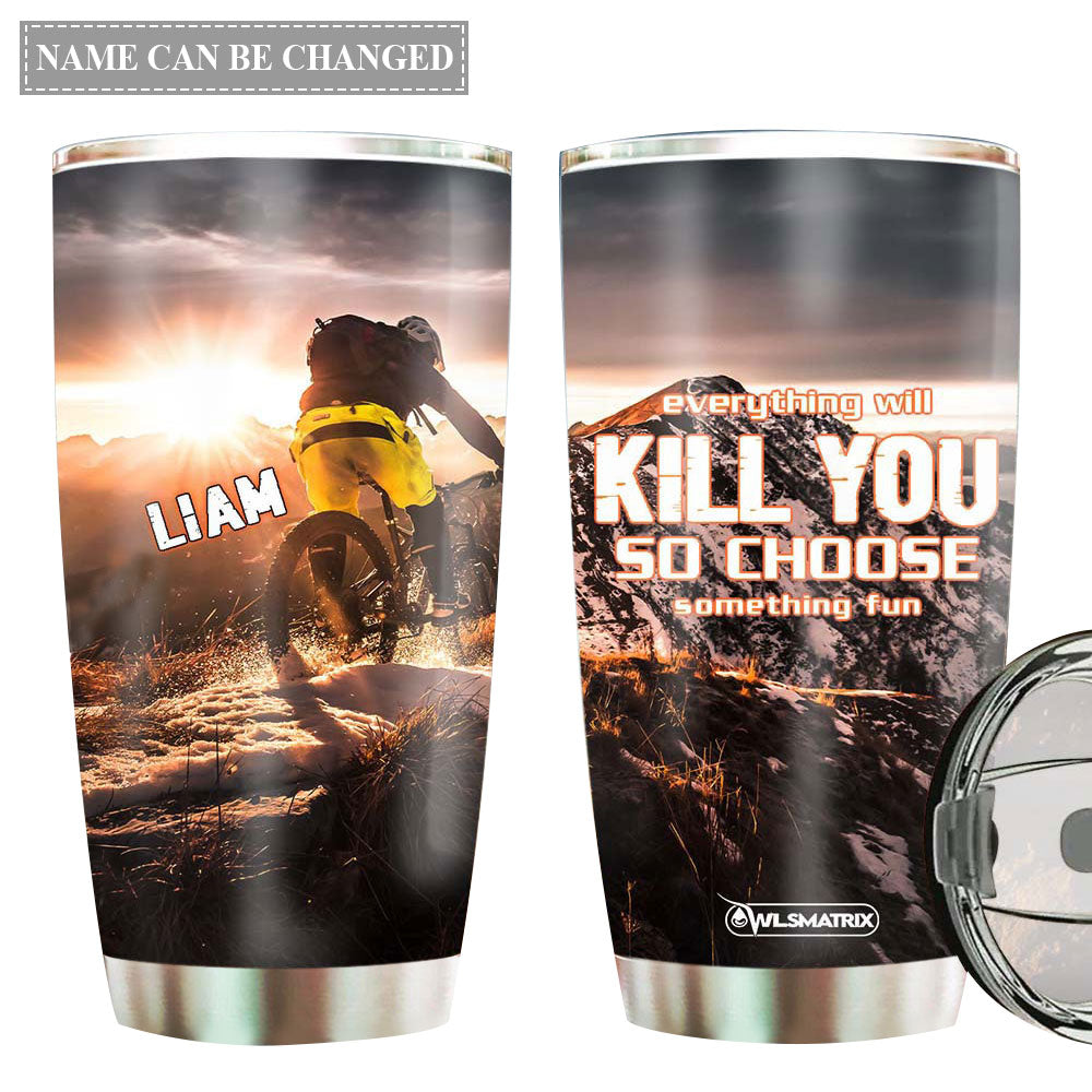 Bike Mountain Biking Adventure Personalized 20 Oz Tumbler For Coffee Travel And Daily Drinks