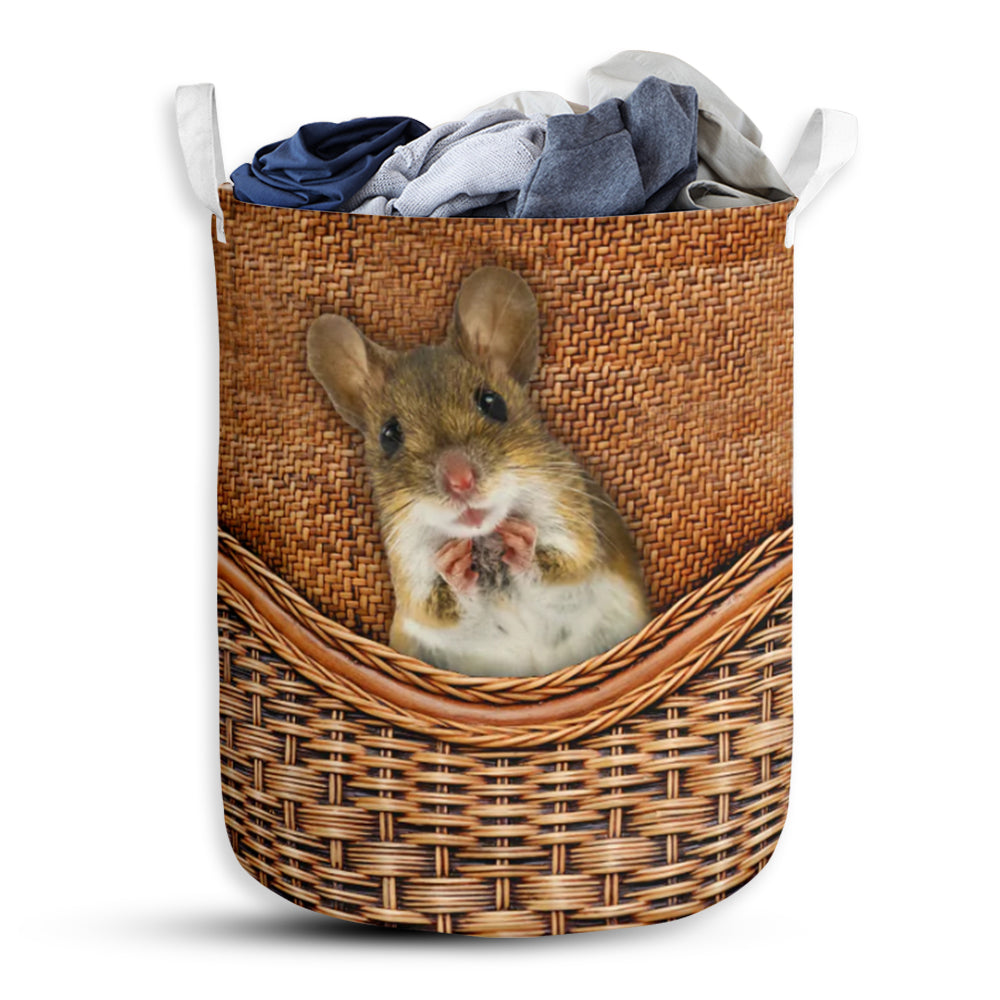 Mouse Rattan Texture Style Laundry Basket For Bathroom Bedroom Storage
