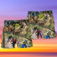 Mountain Biking Adventure Road Beach Shorts Pattern Detail For Sunny Outdoor Activities