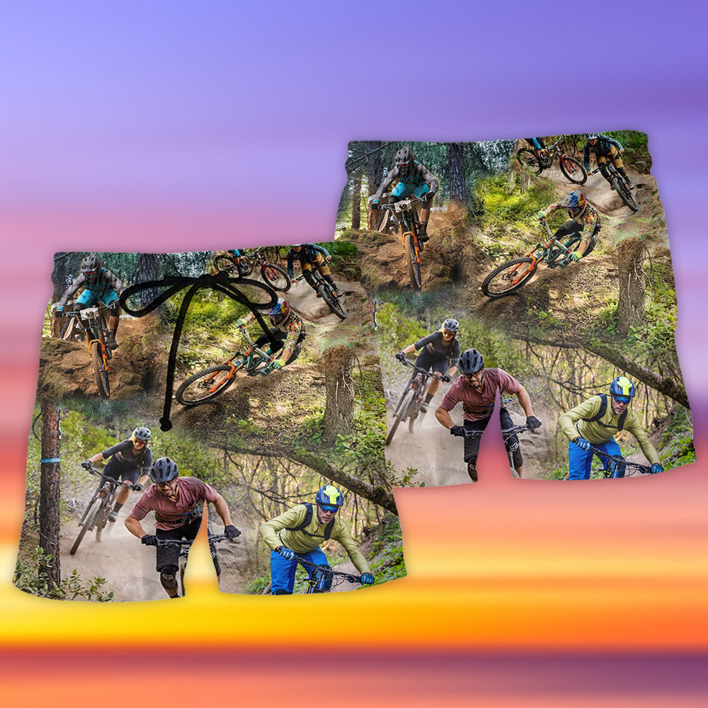 Mountain Biking Adventure Road Beach Shorts Pattern Detail For Sunny Outdoor Activities