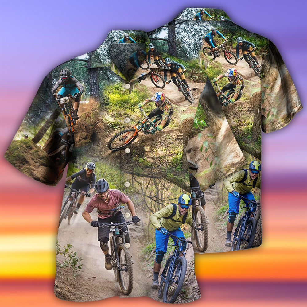 Bicycle Mountain Road Hawaiian Shirt Pattern Detail For Summer Holidays And Outdoor Fun