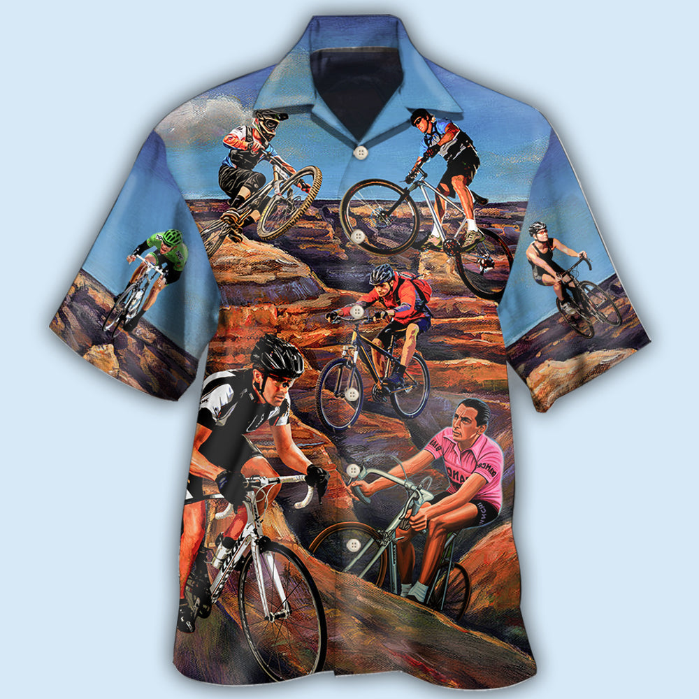 Mountain Biking Outdoor Hawaiian Shirt For Island Vacations, Resort Wear, And Relaxed Seasonal Style