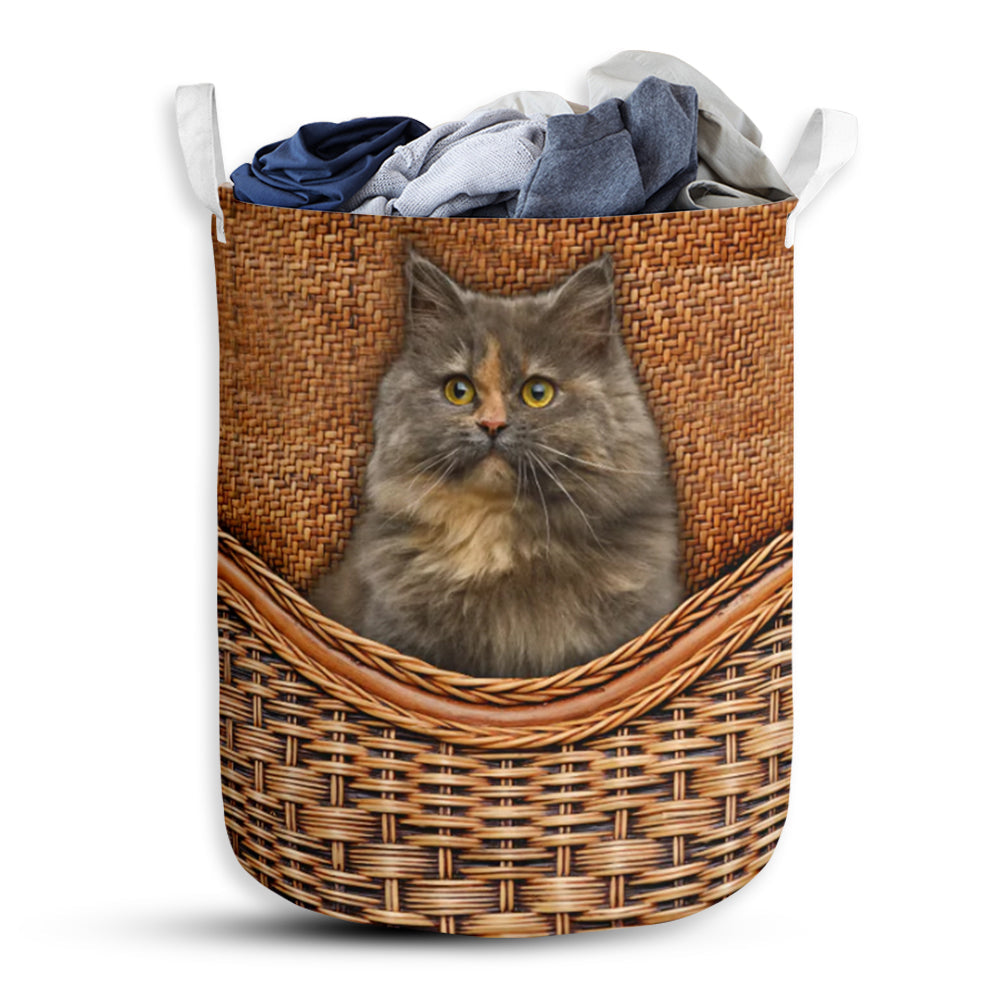 Munchkin Cat Rattan Texture Laundry Basket For Bathroom Bedroom Storage