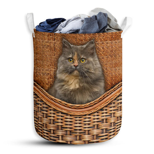 Munchkin Cat Rattan Texture Laundry Basket For Bathroom Bedroom Storage