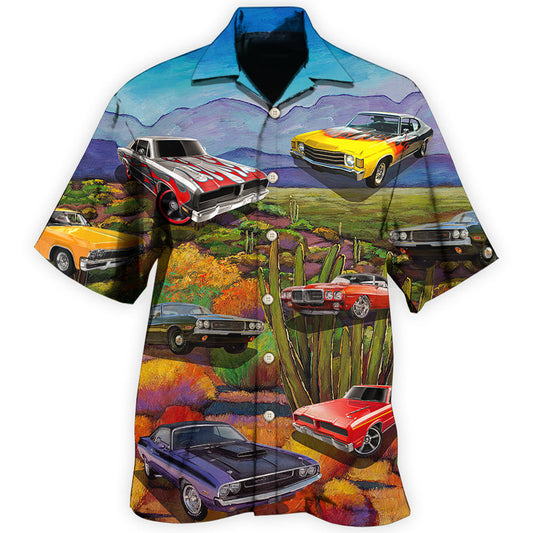 Muscle Cars Automotive Hawaiian Shirt For Tropical Holidays, Outdoor Gatherings, And Everyday Comfort