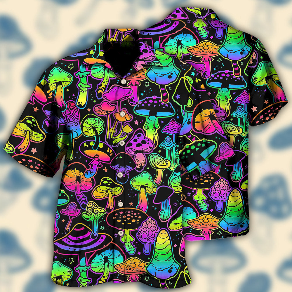 Creative Stunning Mushroom Hawaiian Shirt For Island Vacations, Resort Wear, And Relaxed Seasonal Style
