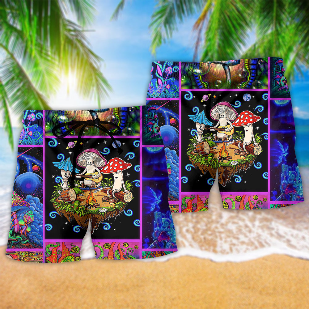 Forest Mushroom Soul Searching Quote Beach Shorts Print View For Coastal Escapes And Casual Outings