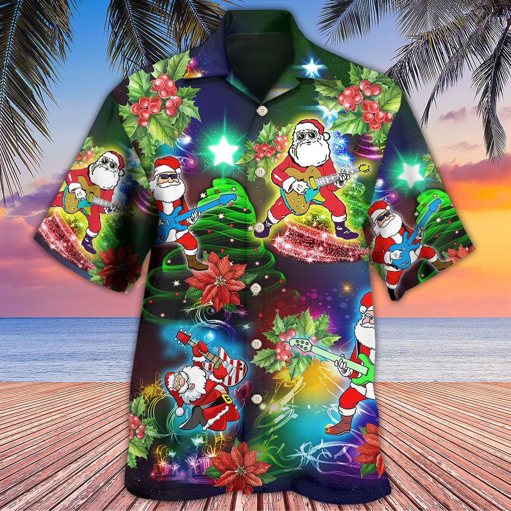 Christmas Guitar Hawaiian Shirt With All Over Print For Summer Events Coastal Travel And Comfortable Styling