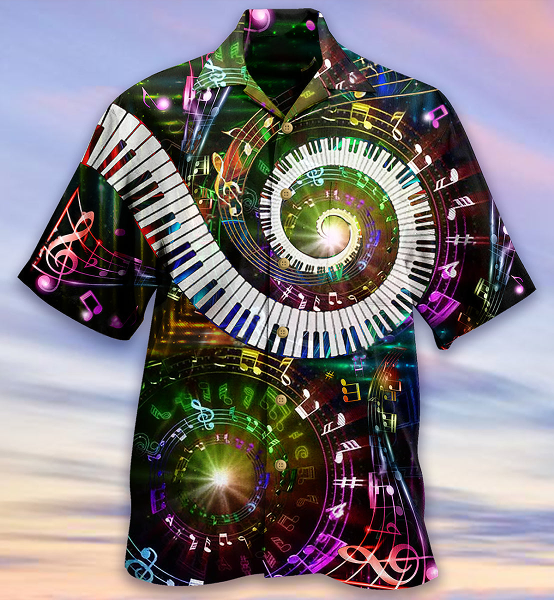 Piano Music Fingers Keys Hawaiian Shirt For Summer Events And Casual Outdoor Wear