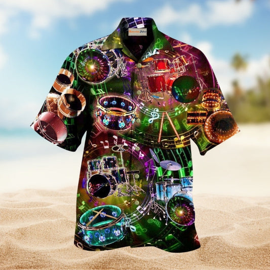 Drum Kit Collection Hawaiian Shirt For Island Getaways Beach Parties And Comfortable Vacation Style