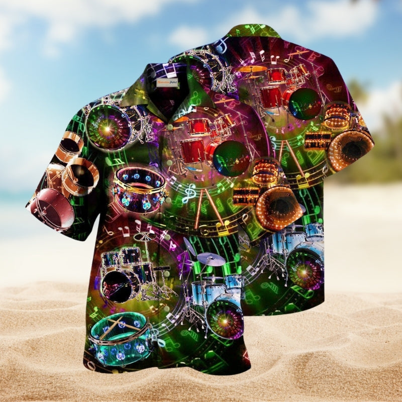 Drum Kit Collection Hawaiian Shirt For Island Getaways Beach Parties And Comfortable Vacation Style
