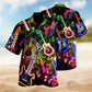 Music Guitar Detailed Graphic Hawaiian Shirt For Festival Travel, Beach Gatherings, And Relaxed Summer Style