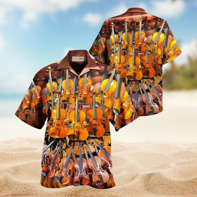 Music Violin Collection Hawaiian Shirt For Summer Festivals Beach Parties And Relaxed Vacation Style