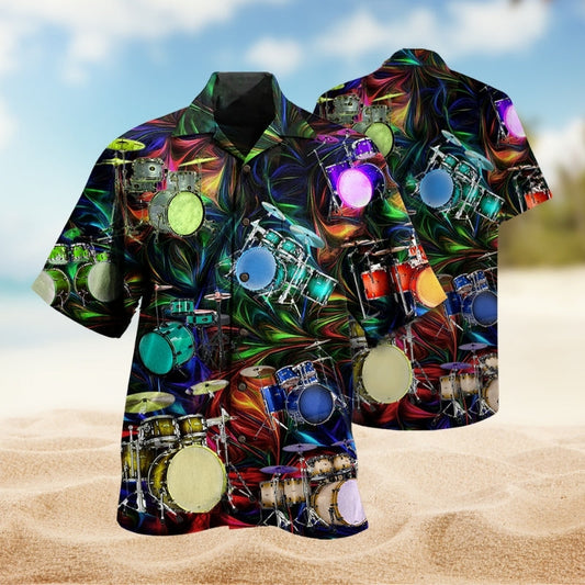 Music Drum Hawaiian Shirt For Concert Lovers, Tropical Holidays, And Thoughtful Gift Giving