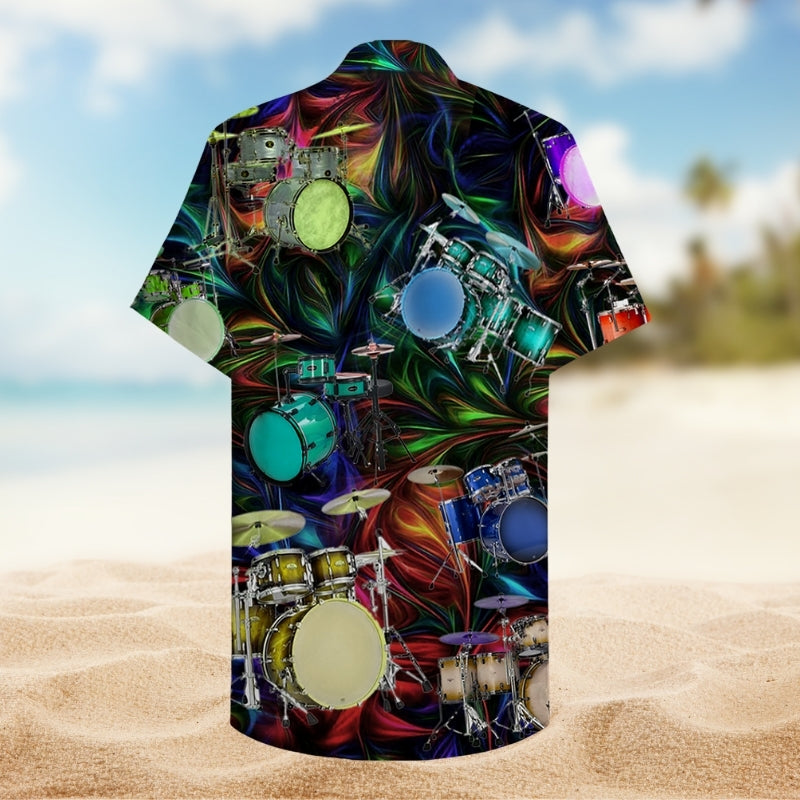 Music Drum Hawaiian Shirt For Concert Lovers, Tropical Holidays, And Thoughtful Gift Giving