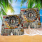 Music And Electric Guitar Style Hawaiian Print Beach Shorts For Music Lover Vacation Wear