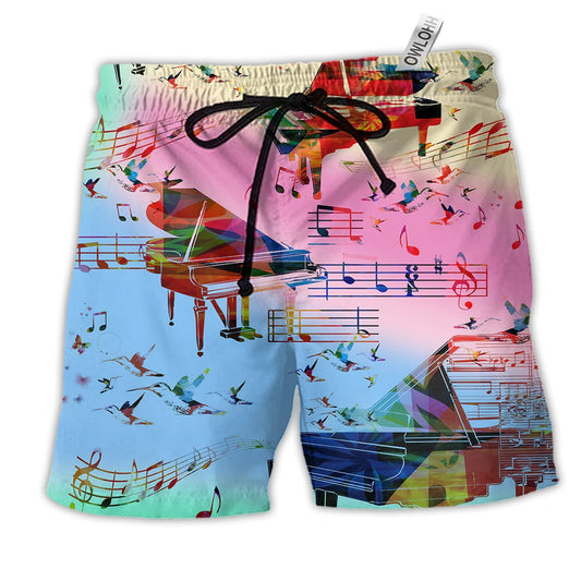 Music And Piano My Love My Life Colorful Beach Shorts For Summer Festivals And Travel