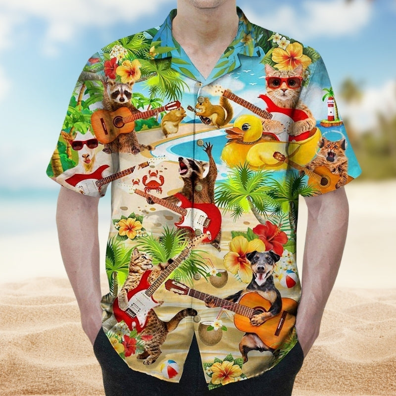 Music Creative Pattern Detailed Graphic Hawaiian Shirt For Beach Days, Summer Outings, And Thoughtful Gift Giving