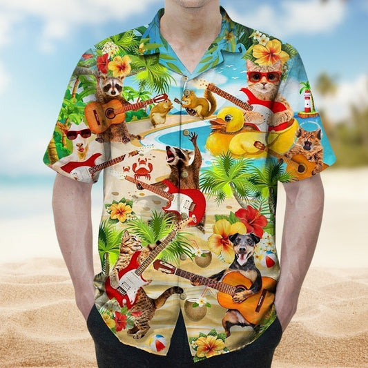 Music Creative Pattern Detailed Graphic Hawaiian Shirt For Beach Days, Summer Outings, And Thoughtful Gift Giving