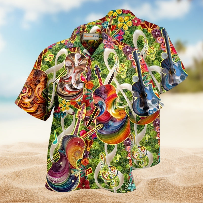 Music Beautiful Tone Beautiful Heart Violin Hawaiian Shirt For Coastal Vacations Live Music Fans And Everyday Wear