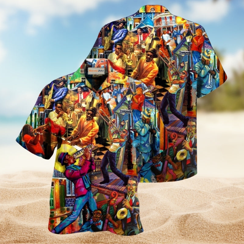 Music Birthplace Of Jazz Music Hawaiian Shirt For Coastal Vacations Live Music Fans And Everyday Wear