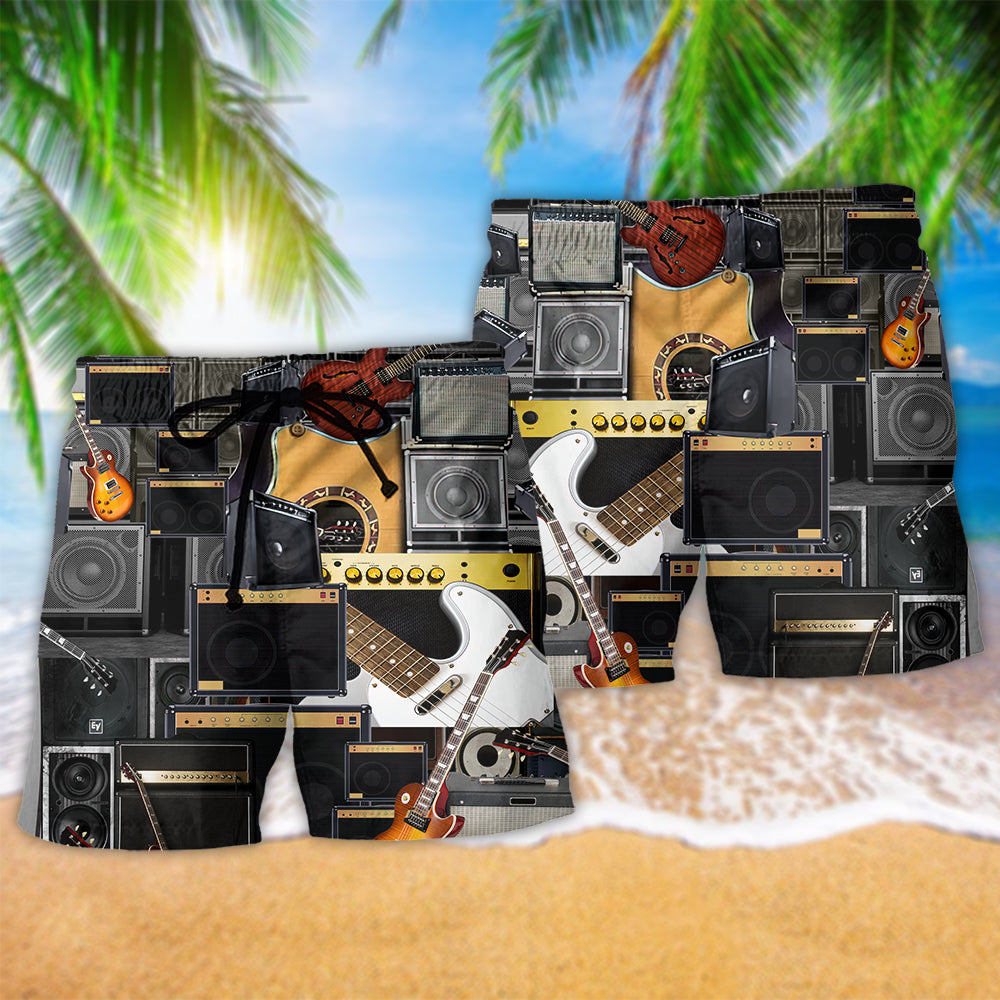Music Amplifier Elephant Concept Beach Shorts Pattern Detail For Coastal Leisure And Comfortable Daily Wear