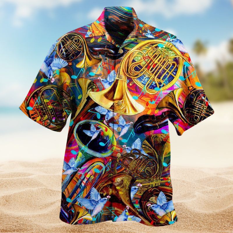 Music French Horn Speaks Hawaiian Shirt For Tropical Holidays, Outdoor Gatherings, And Everyday Comfort