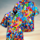 Colorful Music Notes Hawaiian Shirt With All Over Print For Summer Vacation Beach Travel And Casual Wear